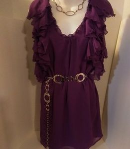 GO International sleeveless ruffle dress